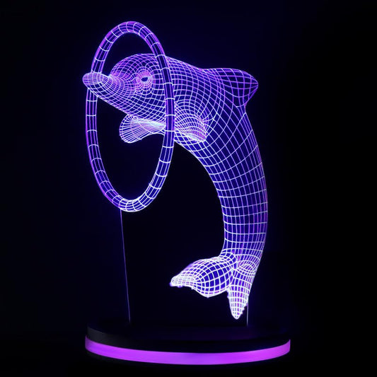 Dolphin Ring 3D Illusion Acrylic RGB Led Lamp with 16 Color Changing Light