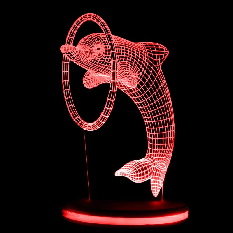 Dolphin Ring 3D Illusion Acrylic RGB Led Lamp with 16 Color Changing Light