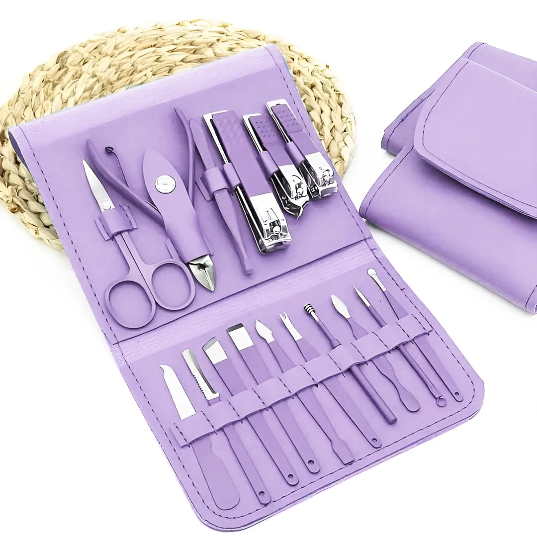 Manicure Set Nail Clipper Kit - 16 Pieces Stainless Steel Manicure Kit - Nail Care Tools