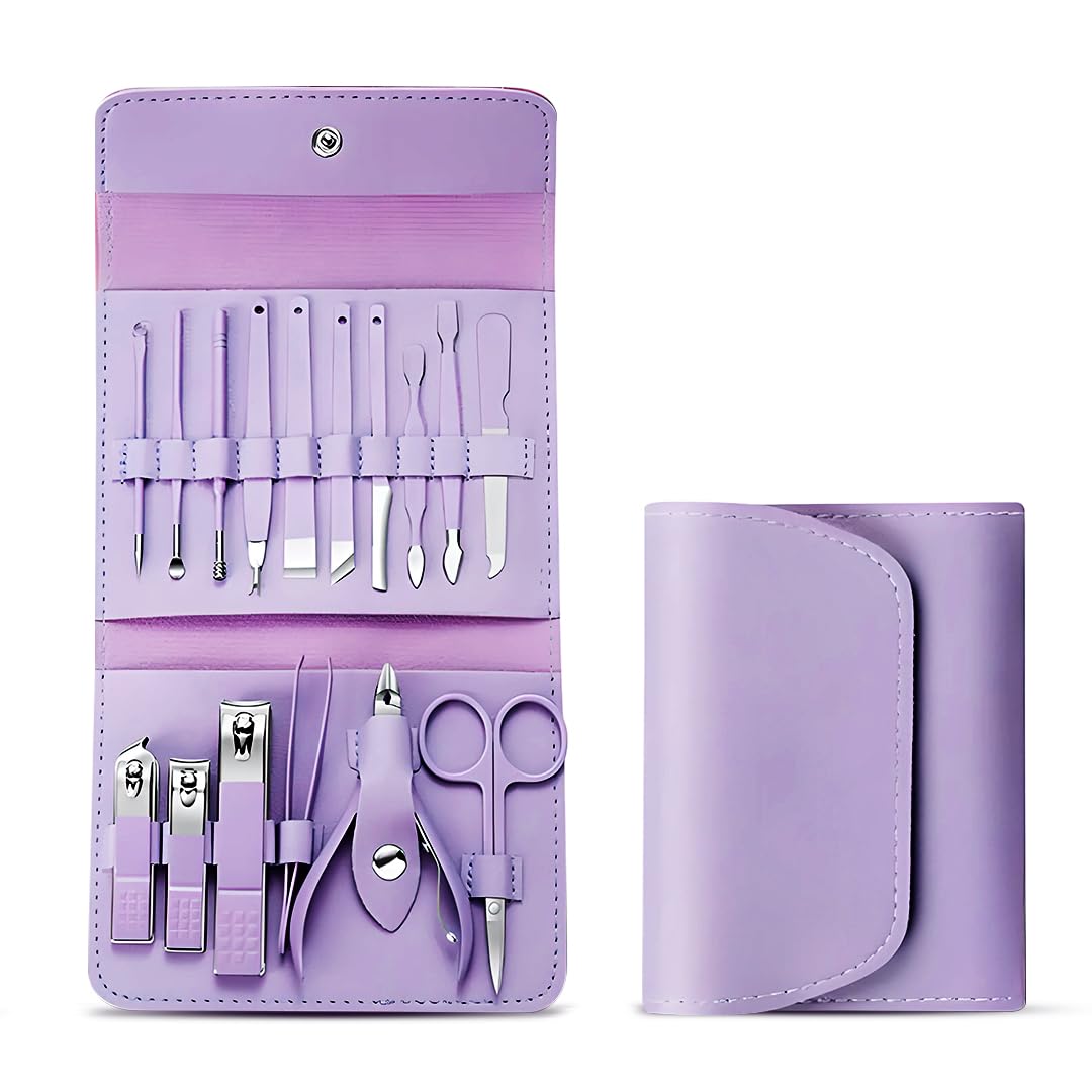 Manicure Set Nail Clipper Kit - 16 Pieces Stainless Steel Manicure Kit - Nail Care Tools