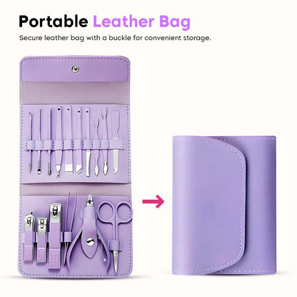 Manicure Set Nail Clipper Kit - 16 Pieces Stainless Steel Manicure Kit - Nail Care Tools